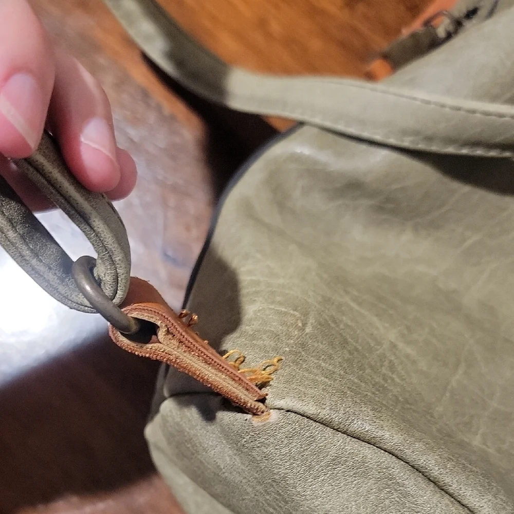 Green Roll-Top Backpack with Leather Accents